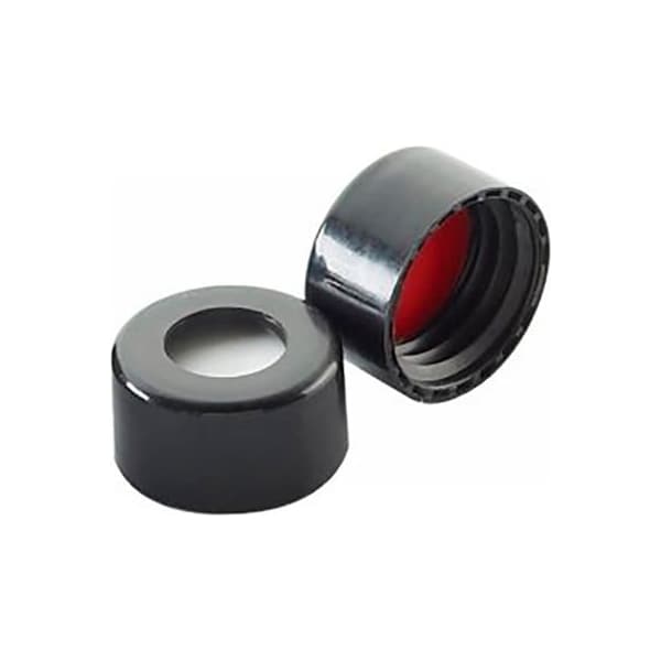 Cp Lab Safety. Wheaton ABC 9mm Black Open Top Screw Caps with PTFE/Silicone, Slit, Case of 1000 W225338-0801 - main